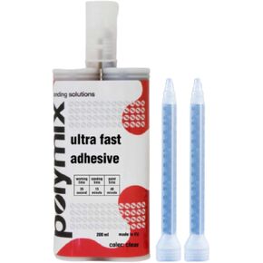 Polymix Ultra Fast Automotive Multipurpose Repirm and kyshesive 200ml cartridge و اثنين من فوهات خلط التطبيق (Clear) in Kuwait