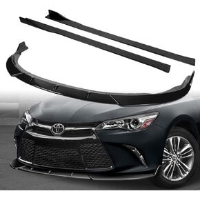 Q1-TECH, 9-Piece Front Bumper Lip & Side Skirt Extensions Diffuser Compatible with 2015 2016 2017 Toyota Camry, Front Bumper Lip Spoiler Air Chin Body Splitter ABS (Painted Black) in Kuwait