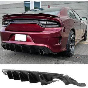 FREEMOTOR802 Compatible With 2015-2023 Dodge Charger Rear Bumper Diffuser, IKON V2 Style Matte Black 2PCS Rear Bumper Diffuser Lip Shark Fins - PP in Kuwait