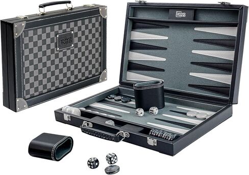 Backgammon, Backgammon Sets for Adults, 15" Backgammon Board Games, Backgammon Set Leather Travel Strategy Game, Brown in Saudi Arabia