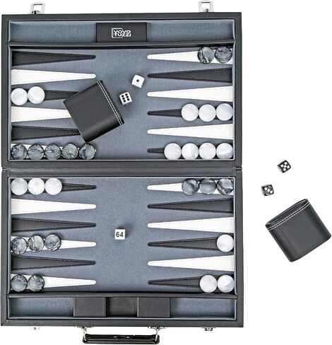 Backgammon, Backgammon Sets for Adults, 15" Backgammon Board Games, Backgammon Set Leather Travel Strategy Game, Brown in Saudi Arabia
