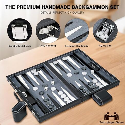Backgammon, Backgammon Sets for Adults, 15" Backgammon Board Games, Backgammon Set Leather Travel Strategy Game, Brown in Saudi Arabia