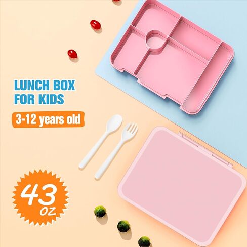 حقيبة ظهر مدرسة Bevalsa للفتيات ، Bookpack مع Bento Lunch Box ، حقيبة معزولة وأواني ، 43 أوقية حاويات الغداء مع 6 مقصورة مدرسية مجموعة الطالب الأوسط الابتدائي (الوردي) in Kuwait