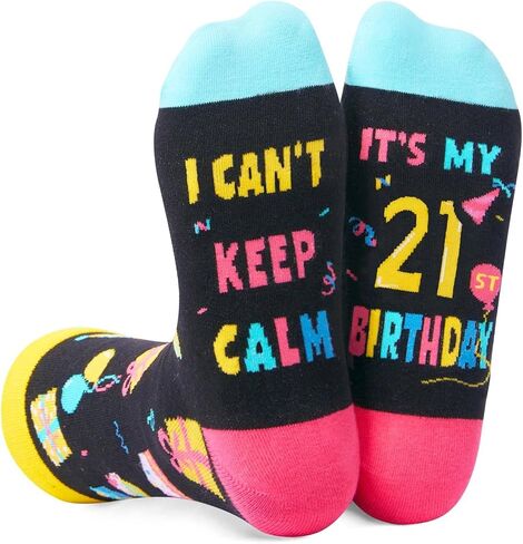 HAPPYPOP 21st Birthday Gifts Socks Ideas - Socks for 21 Year Olds Women Men, Best Gifts for 21 Year Olds, 21st Birthday Socks in Saudi Arabia