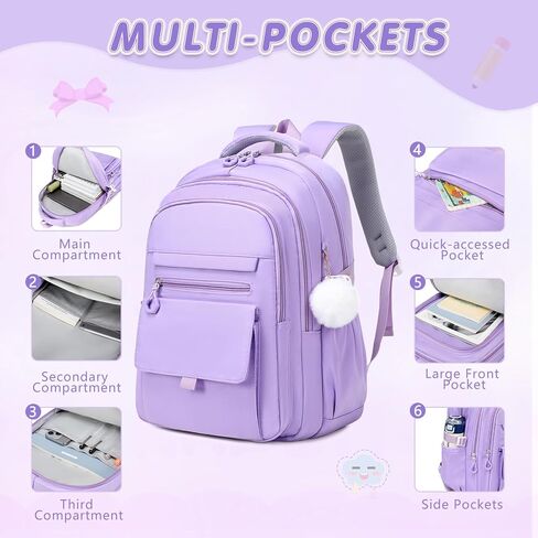 حقيبة ظهر Geewin Beige للفتيات ، حقيبة كتب للفتيات ، حقائب مدرسية للأطفال طالبة في المدرسة المتوسطة الابتدائية ، 3 في 1 in Kuwait