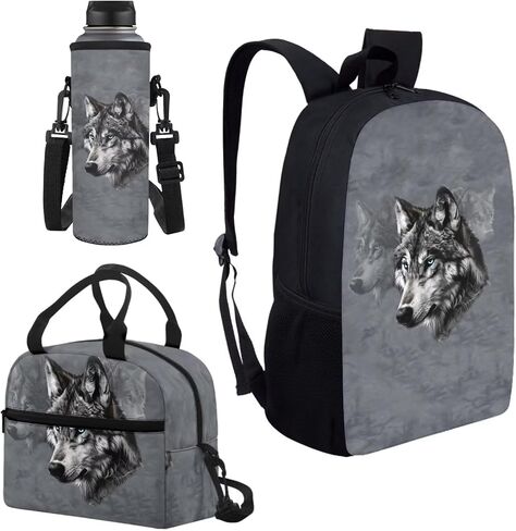 كيس مدرسة الأطفال Bass Fish Fish American Print 3 Pack Backpack for Boys with Box Box Cooler Water Bottle Cover Back to Schools Supplies in Kuwait