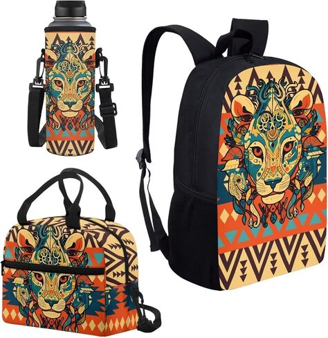 كيس مدرسة الأطفال Bass Fish Fish American Print 3 Pack Backpack for Boys with Box Box Cooler Water Bottle Cover Back to Schools Supplies in Kuwait
