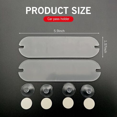 2 PCS EZ Pass Holder, Windshield Ipass Sticker Holder, Acrylic Transponder Holder, Windshield Sticker Holder with Strong Suction Cups, Universal for Most Toll Passes (Transparent) in Saudi Arabia