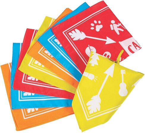 Fun Express Camp Bandanas - Vibrant Outdoor Apparel for Camping Hiking and Outdoor Activities - Durable Comfortable Multi-Purpose - Ideal for Group Adventures Sports and Festivals - 12 Pieces in Saudi Arabia