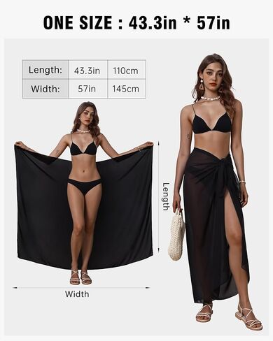Eicolorte Womens Beach Cover Up Chiffon Sheer Bikini Beach Swimsuit Coverup Sarong Pareo Wraps for Women in Saudi Arabia