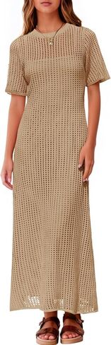 Fisoew Womens Swimsuit تستر فوق ثوب العيينة صيف 2 قطعة جوفاء خارج الفساتين Maxi in Saudi Arabia