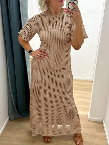 Fisoew Womens Swimsuit تستر فوق ثوب العيينة صيف 2 قطعة جوفاء خارج الفساتين Maxi in Saudi Arabia