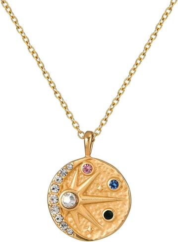 Cicy Bell 18k Gold Plated Necklace for Women Princess Cubic Zirconia Dainty Pendant Necklace Trend Jewelry Gift, 17.7" + 1.9" Extender in Kuwait