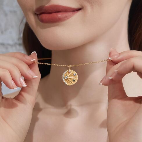 Cicy Bell 18k Gold Plated Necklace for Women Princess Cubic Zirconia Dainty Pendant Necklace Trend Jewelry Gift, 17.7" + 1.9" Extender in Kuwait