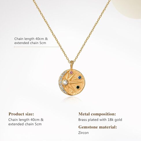 Cicy Bell 18k Gold Plated Necklace for Women Princess Cubic Zirconia Dainty Pendant Necklace Trend Jewelry Gift, 17.7" + 1.9" Extender in Kuwait