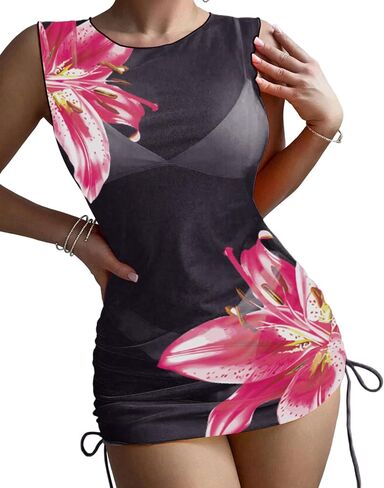 ZAFUL Women Swimsuit Cover Up Dress Ombre Side Ties Sleeveless Sheer Mesh Bathing Suit Coverups Beach Dress in Saudi Arabia