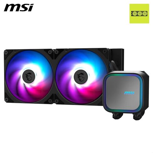 MSI MAG CORELIQUID 240R V2 AIO CPU Liquid Cooler - Rotatable ARGB Blockhead, Integrated Radiator Pump, Split-Flow Water Cooling, Evaporation-Proof Tubing, Easy to Install - AMD & Intel Compatible in Saudi Arabia