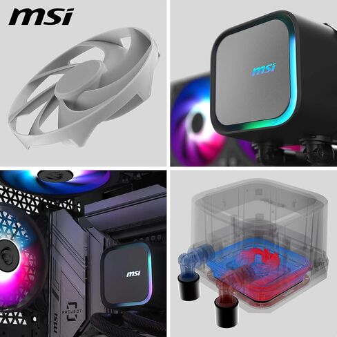 MSI MAG CORELIQUID 240R V2 AIO CPU Liquid Cooler - Rotatable ARGB Blockhead, Integrated Radiator Pump, Split-Flow Water Cooling, Evaporation-Proof Tubing, Easy to Install - AMD & Intel Compatible in Saudi Arabia