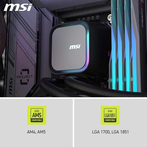MSI MAG CORELIQUID 240R V2 AIO CPU Liquid Cooler - Rotatable ARGB Blockhead, Integrated Radiator Pump, Split-Flow Water Cooling, Evaporation-Proof Tubing, Easy to Install - AMD & Intel Compatible in Saudi Arabia