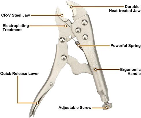 Hoteche 3pcs 5" Mini Locking Plier Set C-Clamp, Long Nose, Round Jaw Versatile Tools for Grip, Clamp, and Secure in Kuwait