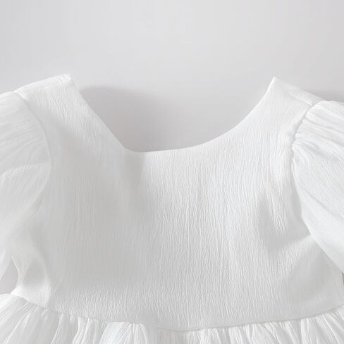 Tutu.kk Toddler Girls Summer Dress Puff Short Sleeve V-Neck Back Dress for Birthday Party Outfits 1-8Y in Saudi Arabia