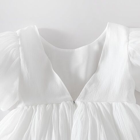 Tutu.kk Toddler Girls Summer Dress Puff Short Sleeve V-Neck Back Dress for Birthday Party Outfits 1-8Y in Saudi Arabia