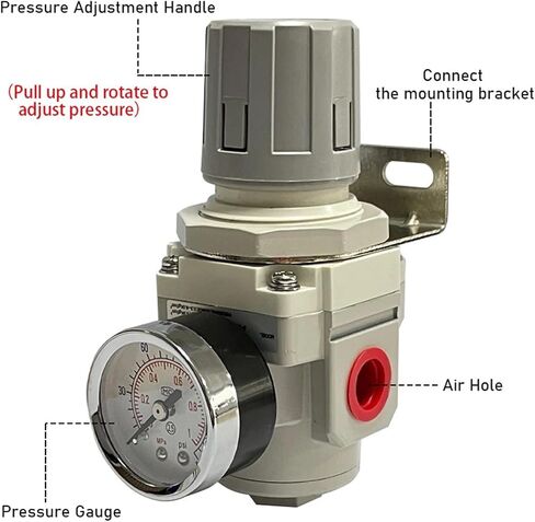 AR2000-02 AR3000-03 1/4'' Air Pressure Regulator Control Compressor Pump Gas Regulating Treatment Units with Gauge Adjustable(AR2000-02 PC8-02) in Saudi Arabia