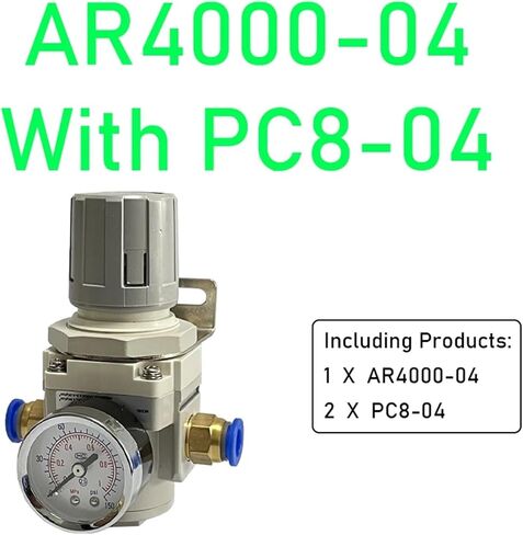 AR2000-02 AR3000-03 1/4'' Air Pressure Regulator Control Compressor Pump Gas Regulating Treatment Units with Gauge Adjustable(AR2000-02 PC8-02) in Saudi Arabia