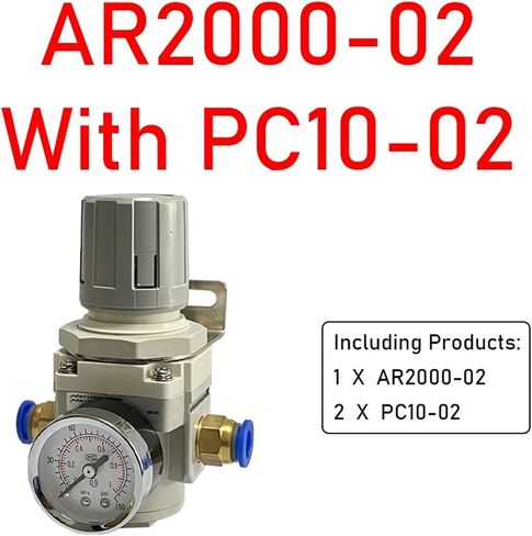 AR2000-02 AR3000-03 1/4'' Air Pressure Regulator Control Compressor Pump Gas Regulating Treatment Units with Gauge Adjustable(AR2000-02 PC8-02) in Saudi Arabia