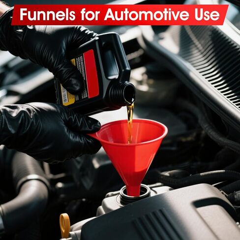 DEDC 7 PCS Oil Funnels, Plastic Funnel Set for Automotive Use, Kitchen Use Filling Bottles, Durable Small Funnels Red in Saudi Arabia