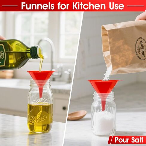 DEDC 7 PCS Oil Funnels, Plastic Funnel Set for Automotive Use, Kitchen Use Filling Bottles, Durable Small Funnels Red in Saudi Arabia