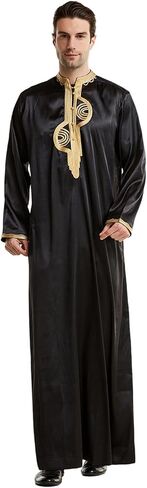 zhxinashu Thobe for Men Islam Long Sleeve Mens Kaftan Thobe Muslim Men Clothing in Saudi Arabia