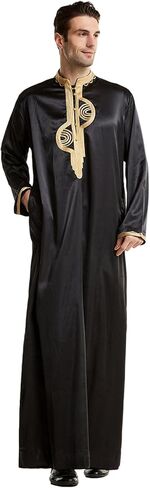 zhxinashu Thobe for Men Islam Long Sleeve Mens Kaftan Thobe Muslim Men Clothing in Saudi Arabia