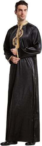 zhxinashu Thobe for Men Islam Long Sleeve Mens Kaftan Thobe Muslim Men Clothing in Saudi Arabia