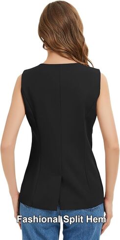 Women Summer Suit Vest Business Tops Sleeveless Button Down Blazer Modern Casual Waistcoat Office Formal Dressy Vest in Kuwait