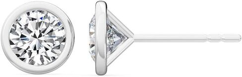 1-10 Carat (ctw) White Gold Round Cut LAB GROWN Diamond Bezel Stud Earrings Color E-F Clarity VS2-SI1 in Kuwait