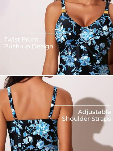 صيف Mae Womens Tankini Swimsuits مع شورتات 2025 قطعة من قطعتين تحكم في البطن بدلات الاستحمام مع الجيوب الجانبية ملابس السباحة in Kuwait