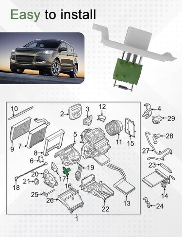 HVAC Blower Motor Resistor For Ford Escape 2013-2018 ، Fiesta 2014-2018 ، Focus 2012-2018 ، استبدل 984-583 ، RU827 ، 4P1791 ، 20699 in Kuwait