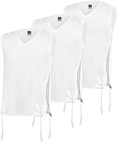 Pack of Tzitzit T Shirt V Neck, Kosher Chabad Tzitzis Judaica 100% Cotton Tallit Katan Men Boys Undershirt for Camp School in Saudi Arabia