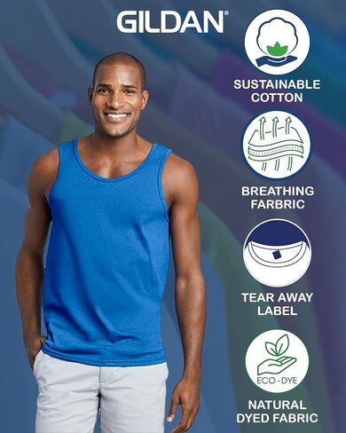 Gildan 5200 Men's Tank Top (1-10 Pack) - إنشاء مجموعة ألوان متعددة - G520 الكبار بالكفاءة الكاملة من القطن الثقيل بلا أكمام in Saudi Arabia