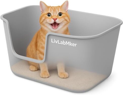 Extra Large Cat Litter Box - 25" Lx16 Wx13 H Open Top High Sided Pan, XL for Big Cats, high Wall Jumbo Litter Box, Anti-Splashing (Gray) in Kuwait