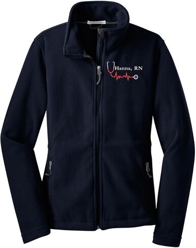 Custom Embroidery Full-Zip Fleece Jackets for women, Low-Pill Midweight with Drawcord Hem for Healthcare workers. in Saudi Arabia