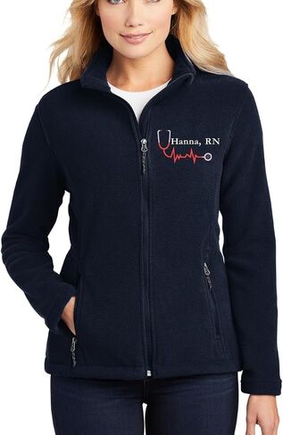 Custom Embroidery Full-Zip Fleece Jackets for women, Low-Pill Midweight with Drawcord Hem for Healthcare workers. in Saudi Arabia