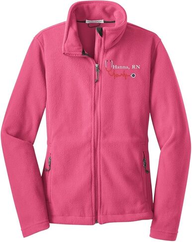 Custom Embroidery Full-Zip Fleece Jackets for women, Low-Pill Midweight with Drawcord Hem for Healthcare workers. in Saudi Arabia