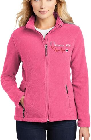 Custom Embroidery Full-Zip Fleece Jackets for women, Low-Pill Midweight with Drawcord Hem for Healthcare workers. in Saudi Arabia