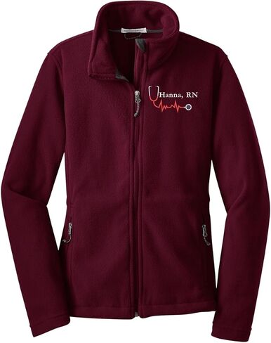 Custom Embroidery Full-Zip Fleece Jackets for women, Low-Pill Midweight with Drawcord Hem for Healthcare workers. in Saudi Arabia
