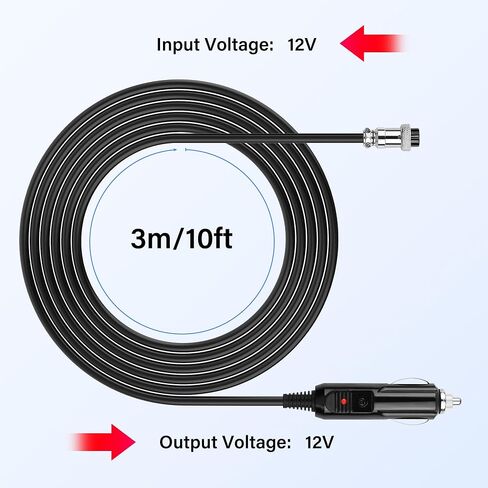 SinLoon 16AWG Cigarette Lighter GX16 3Pin Cable 12V Male to Female Wireable Molding Industrial Circular Round Receptacle Aviation Connectors 10FT/3Meter (GX16 3Pin) in Kuwait