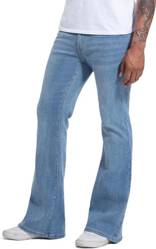 Men's Stretch Slim Fit Bell Bottom Denim Disco Pants Flared Jeans-31 Inseam in Saudi Arabia