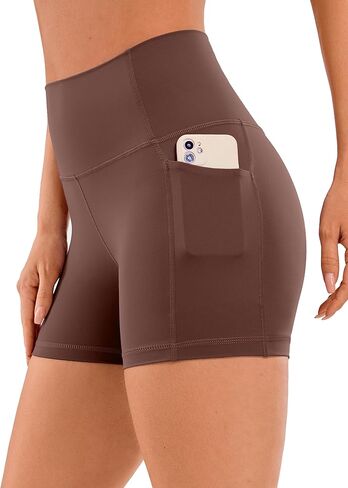 CRZ YOGA Women's Naked Feeling Biker Shorts - 4'' High Waisted Yoga Gym Spandex Shorts Side Pockets Waves Blue Small in Saudi Arabia