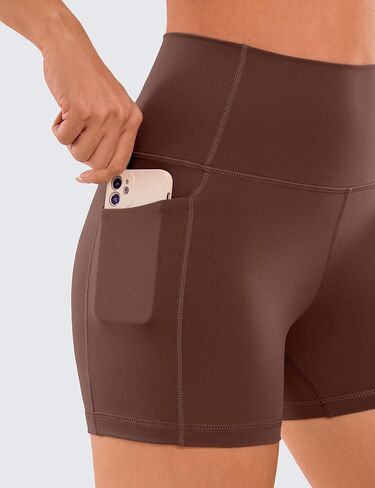 CRZ YOGA Women's Naked Feeling Biker Shorts - 4'' High Waisted Yoga Gym Spandex Shorts Side Pockets Waves Blue Small in Saudi Arabia